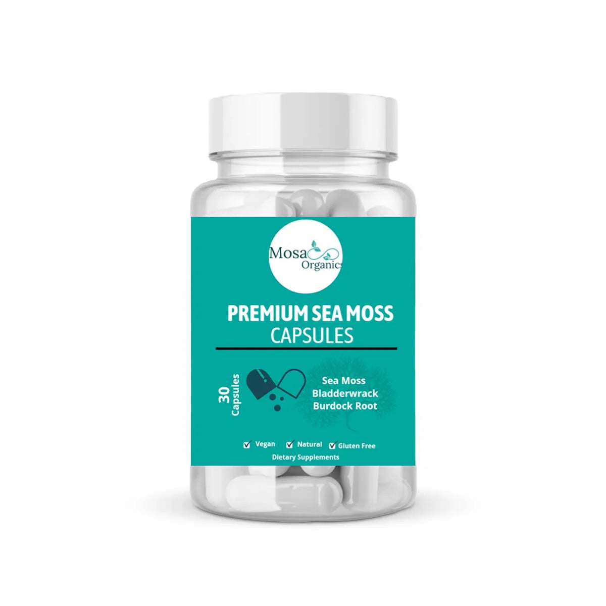 Mosa Organics Jamaican Sea Moss Capsules w/ Burdock Root & Bladderwrack, 1.2oz